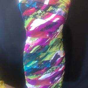 Speechless Strapless Dress with Colorful Multicolor Design